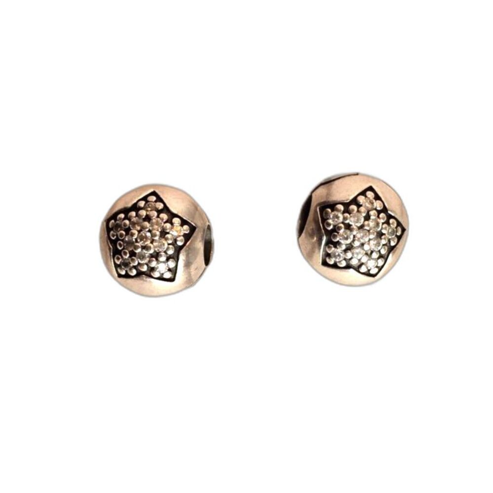 PANDORA “You’re a Star” Pavé Clip Set Sterling Silver CZ Retired Pair